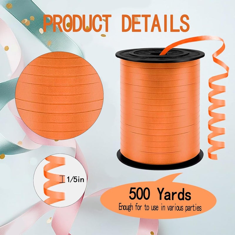 YCDMLJC Orange Curling Ribbon, 500 Yards Ribbons for Crafts,1/5 Inch Ribbon,Balloon String, Party Decoration,Ribbons for Florist Flower Bows for Graduation Supplies - Image 2